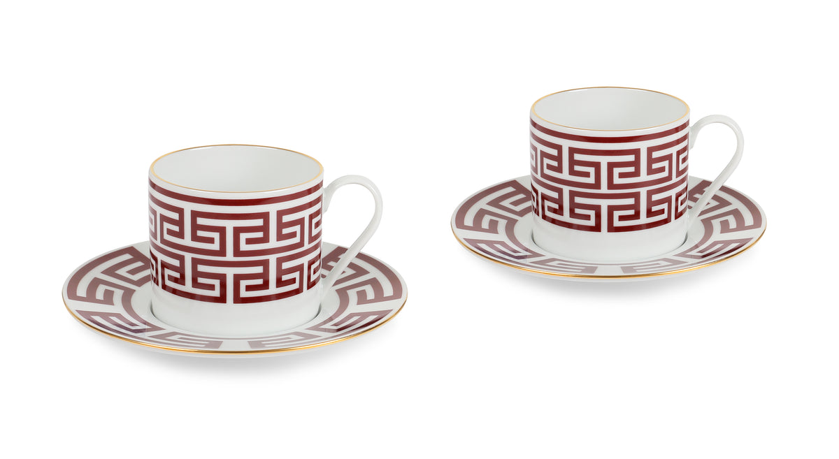 Lucky Rooster Koleksiyonu Bordo - 2'li Çay Fincan Set