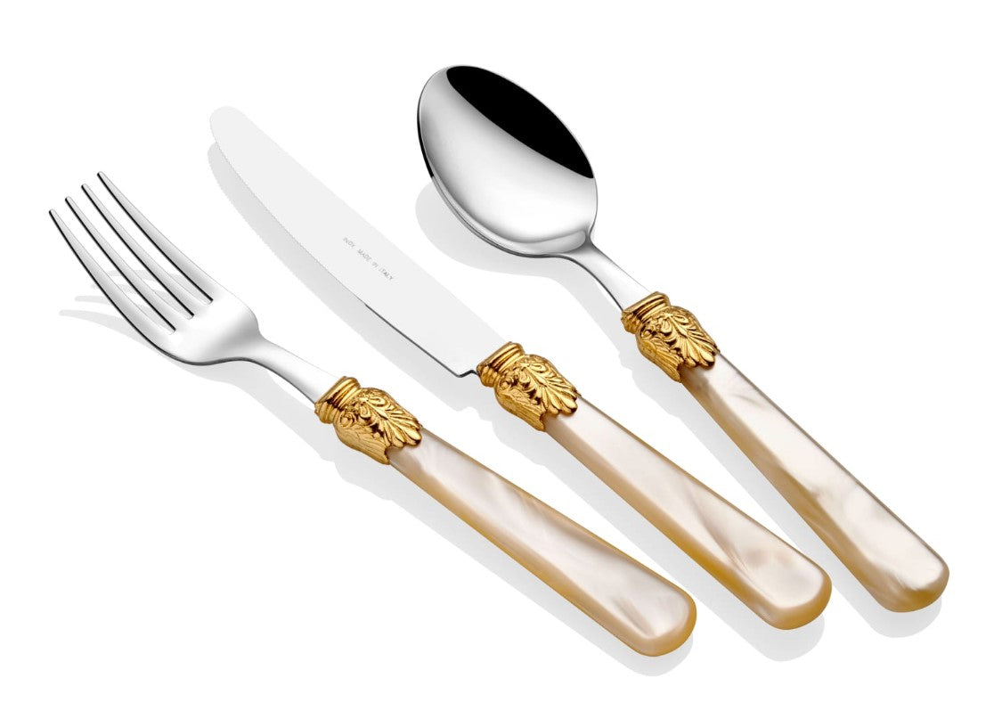 Elena Ring Black 75 Piece Cutlery Set (Black, Bone, Champagne)