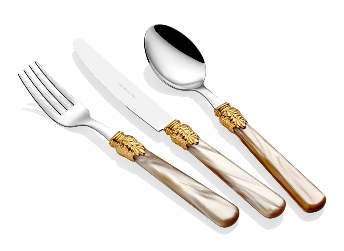 Elena Ring Black 75 Piece Cutlery Set (Black, Bone, Champagne)