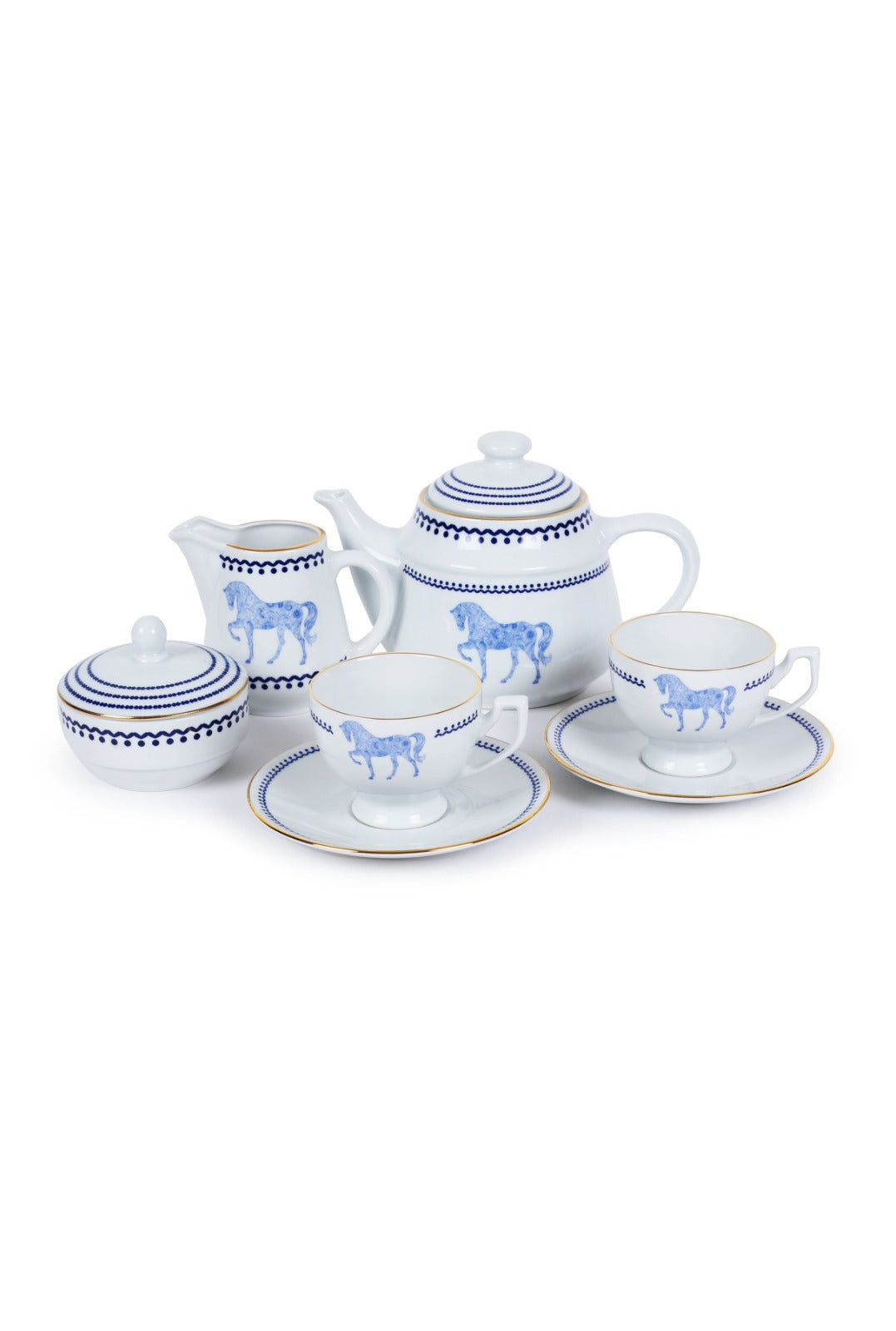 Horse Luck Collection Blue-Tea Set of 5 Pieces