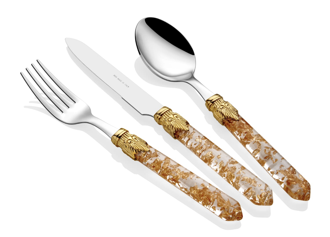 Luna Ring Gold Speck 75  Piece Cutlery Set
