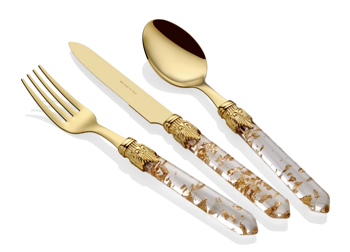 Luna Oro 75 Piece Cutlery Set with Gold Particle