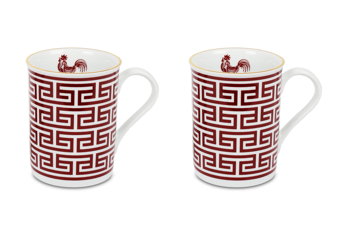 Lucky Rooster Koleksiyonu Bordo - 2'li Kupa Set