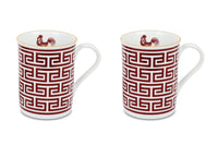Lucky Rooster Koleksiyonu Bordo - 2'li Kupa Set