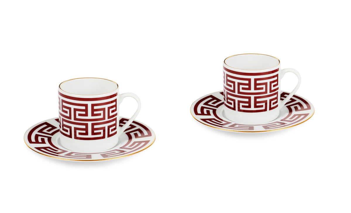 Lucky Rooster Koleksiyonu Bordo - 2'li Türk Kahve Fincan Set