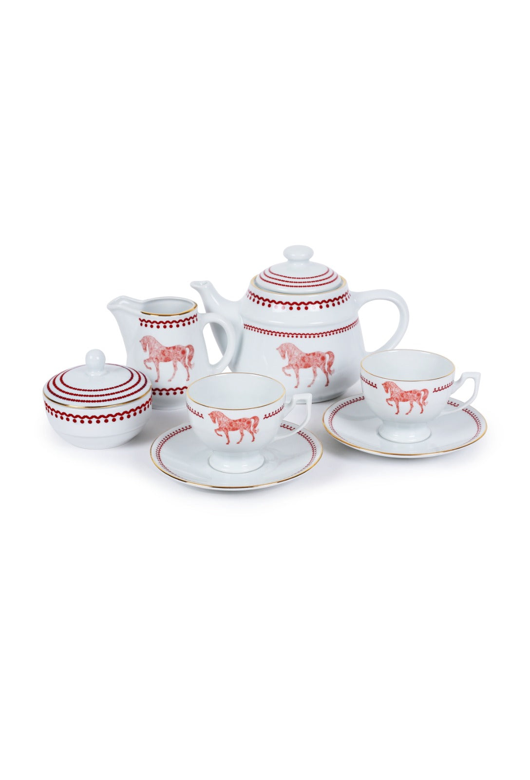 Horse Luck Collection Red-Tea Set of 5 Pieces