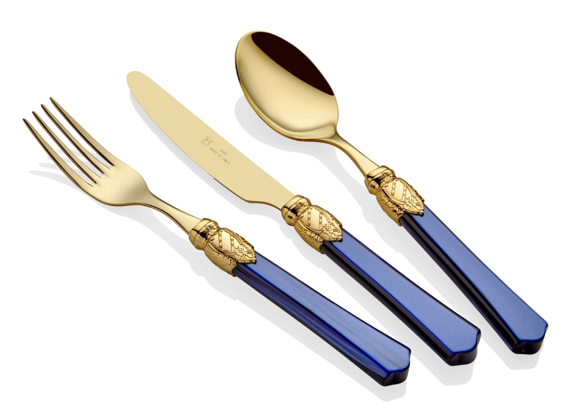 Vittoria Oro Navy Blue 75 Piece Cutlery Set