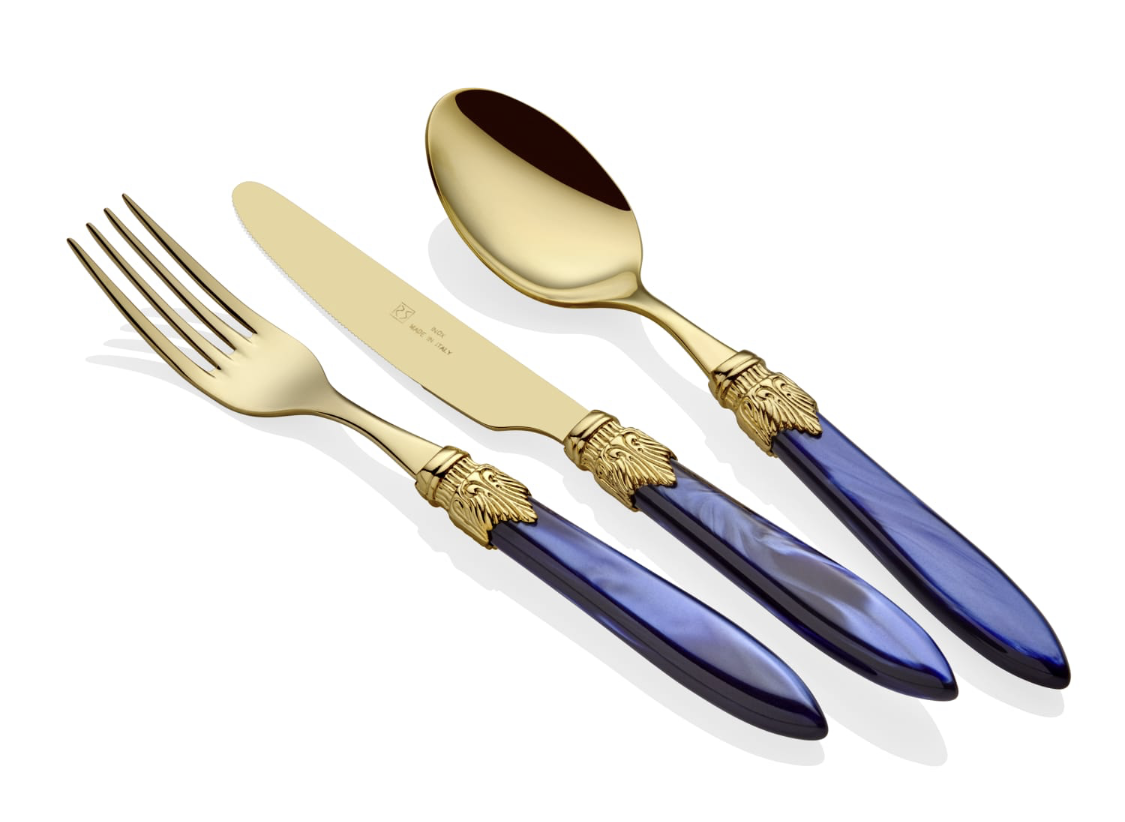 Laura Oro Navy Blue 75 Piece Cutlery Set