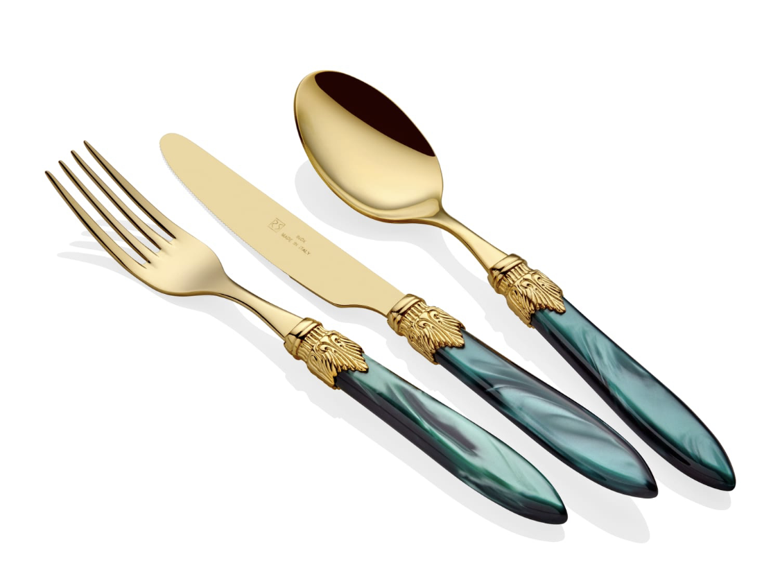 Laura Oro Green 75 Piece Cutlery Set
