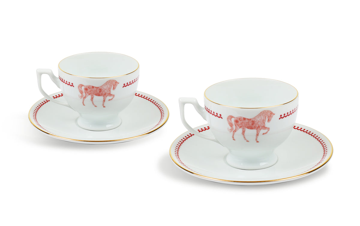 Horse Luck Koleksiyonu Kırmızı - 2'li Çay Fincan Set