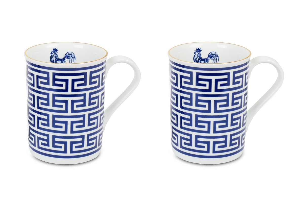 Lucky Rooster Collection Blue - Set of Mugs